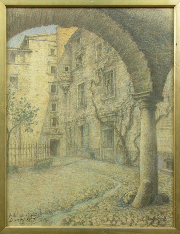 Jean Rème (1882-1941), <em>Hotel du capitoul Dumay XVIIe siècle</em>, dessin, 1911, 63 x 48 cm, © Musée du Vieux-Toulouse (Inv. 40.1229)