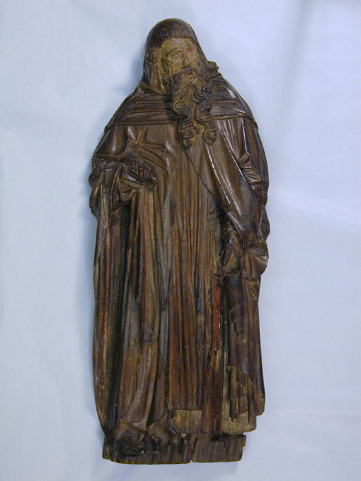 Prophète au phylactère, XVe s., bois de chêne, inv. 80.1422